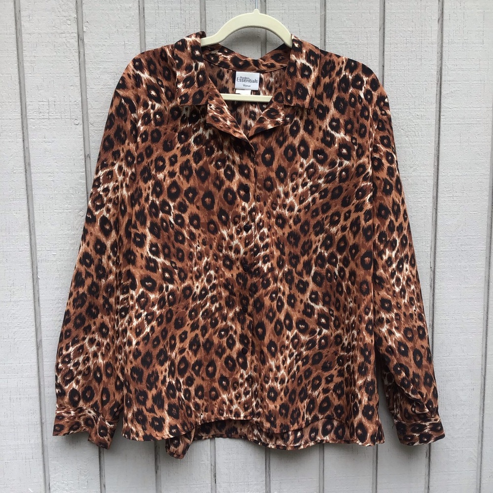 Women’s leopard print button down shirt